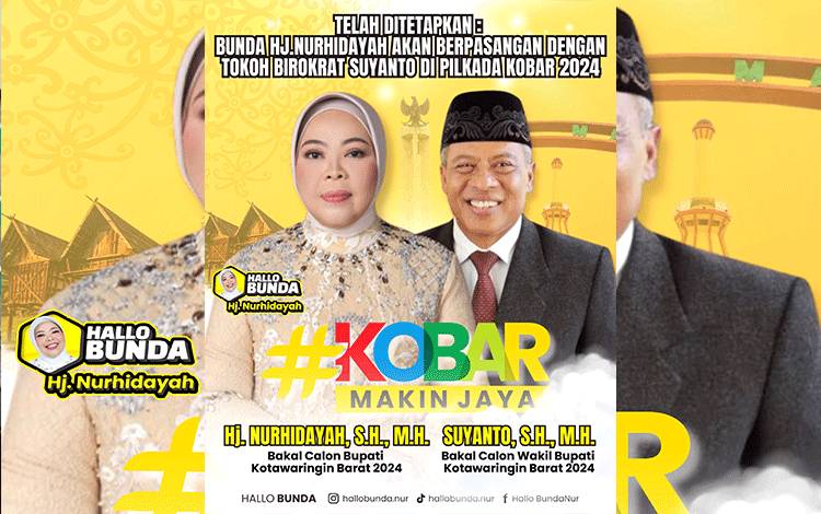 Hj Nurhidayah Berpasangan dengan Tokoh Birokrat Suyanto di Pilkada Kobar 2024