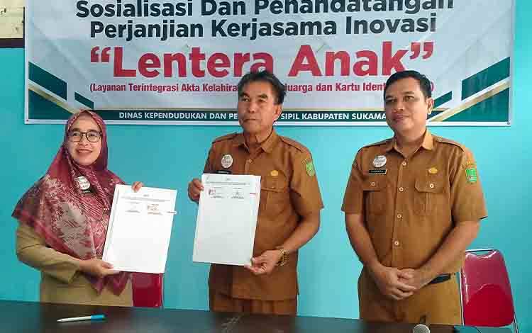 Disdukcapil Sukamara Tandatangani Perjanjian Kerja Sama Inovasi Lentera Anak