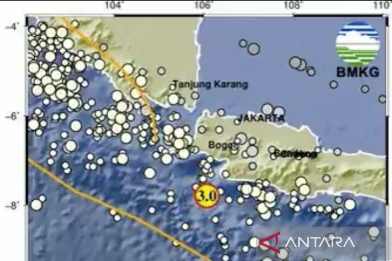 Tangkapan layar- Peta gempa yang mengguncang Kecamatan Bayah, Provinsi Banten, Rabu (11/9/2024). ANTARA/Khaerul Izan