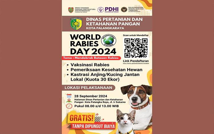 Palangka Raya Siap Sambut Hari Rabies Sedunia 2024 dengan Vaksinasi dan Kastrasi Gratis