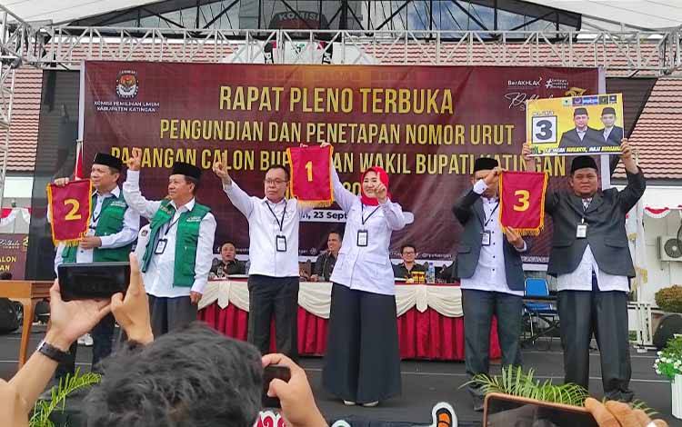 Tiga Paslon Bupati Katingan Dapatkan Nomor Urut, Ini Rinciannya