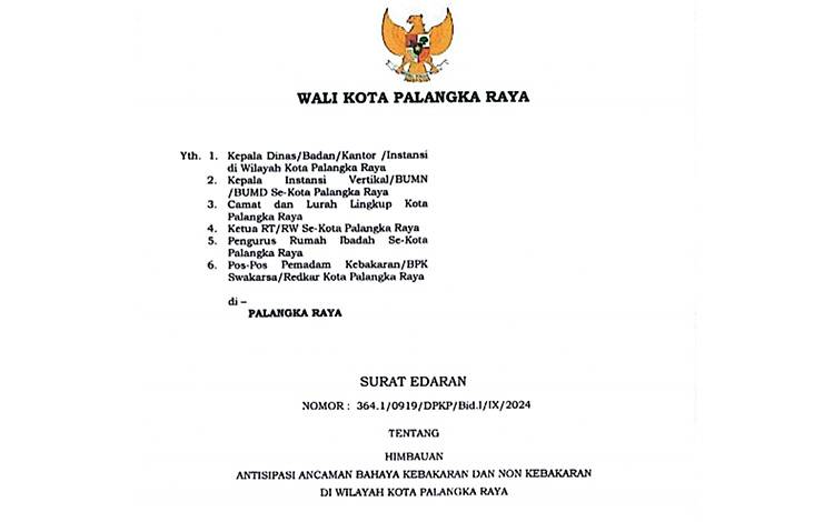 Kebakaran Rumah Marak, Pj Wali Kota Palangka Raya Keluarkan Imbauan Antisipasi Bahaya Kebakaran dan Ancaman Non Kebakaran