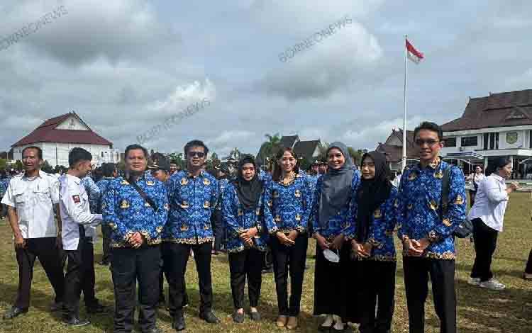 Pegawai Kantor Pertanahan Gunung Mas Ikuti Upacara Hari Kesaktian Pancasila