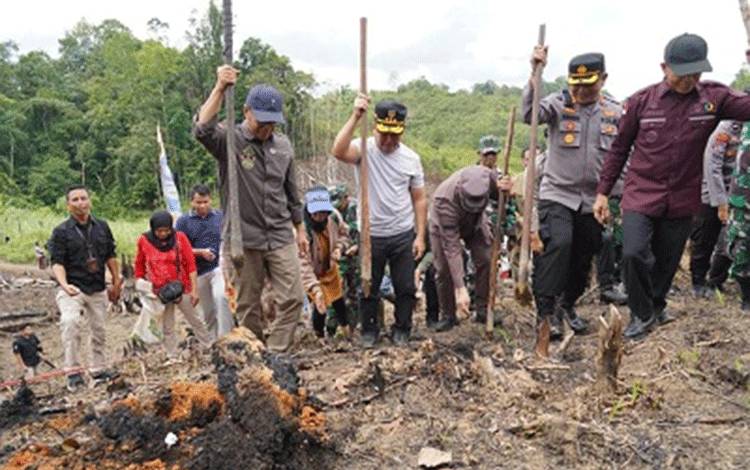 Sugianto Sabran Tanam Perdana Padi Gogo di Kecamatan Laung Tuhup