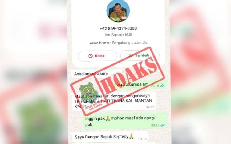 Waspada, Akun WA Palsu Catut Nama Sekda Kapuas