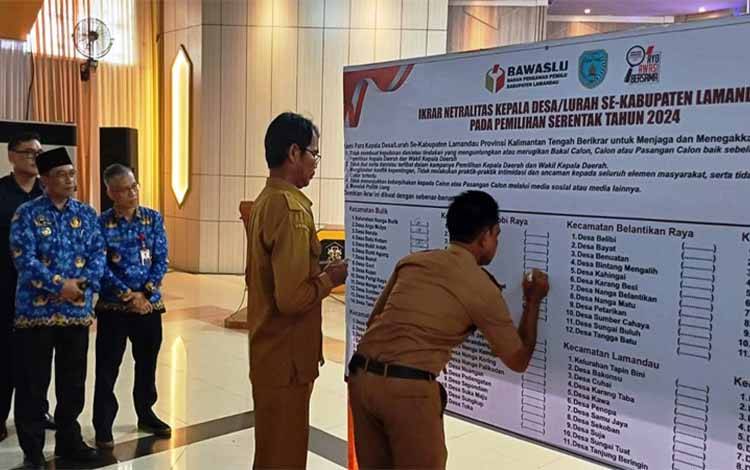Kades dan Lurah di Lamandau Ikrar Netralitas pada Pilkada 2024