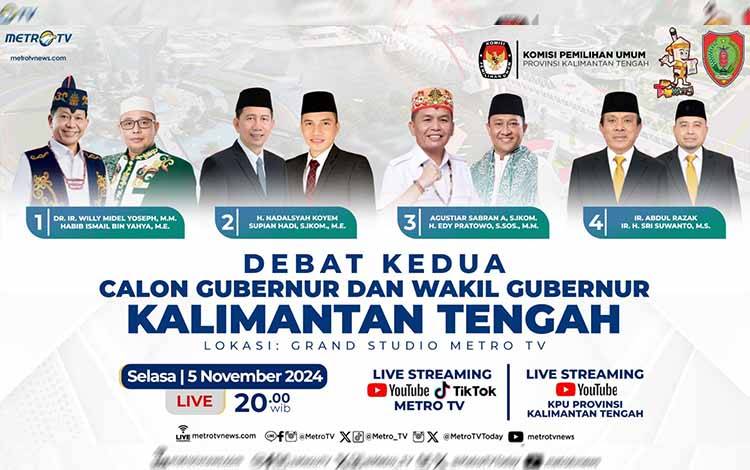 Debat Publik Kedua Calon Gubernur-Wakil Gubernur Kalteng Digelar Selasa 5 November 2024