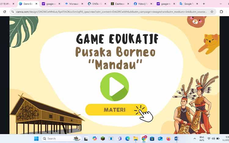 Grup Riset Universitas Palangka Raya Kembangkan Game Edukatif Pusaka Borneo Mandau