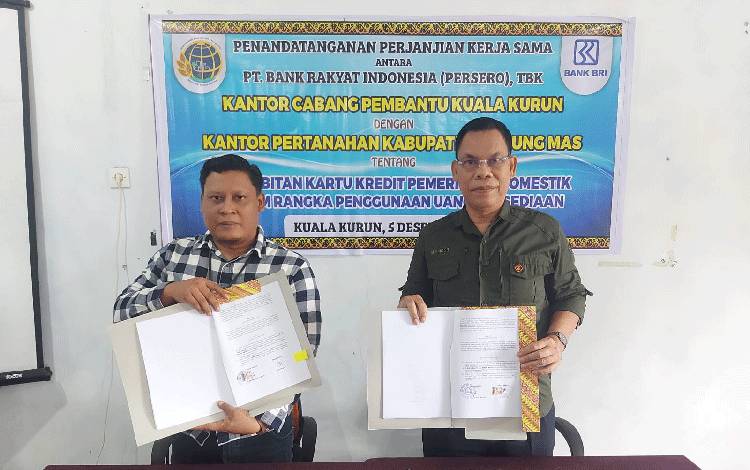 Kantor Pertanahan Gunung Mas TTD MoU dengan BRI