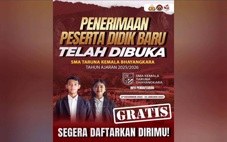 Polda Kalteng Ajak Muda Mudi Daftar SMA Kemala Taruna Bhayangkara, Gratis dan Berstandar Internasional