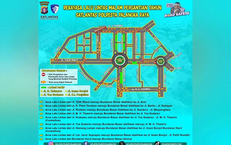 Ini Pengalihan Arus Lalu Lintas Malam Tahun Baru di Palangka Raya