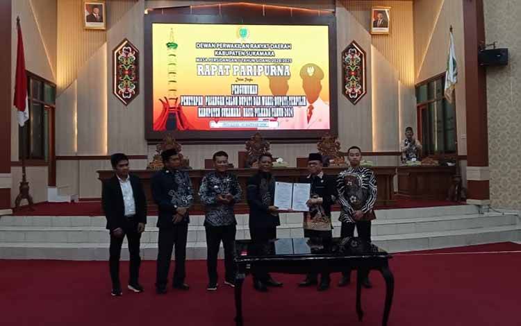 DPRD Sukamara Umumkan Penetapan Pasangan Calon Bupati dan Wakil Bupati Terpilih