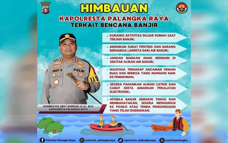 Polresta Palangka Raya Sebar Personel Pantau Kenaikan Debit Air Sungai