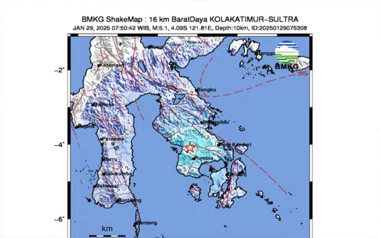 BMKG Catat 254 Kali Gempa di Kolaka Timur Sejak 24 Januari 2025