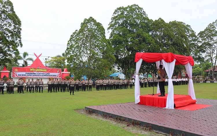 Polres Kobar Gelar Apel Gabungan untuk Pengamanan Pelantikan Bupati dan Wakil Bupati Kobar