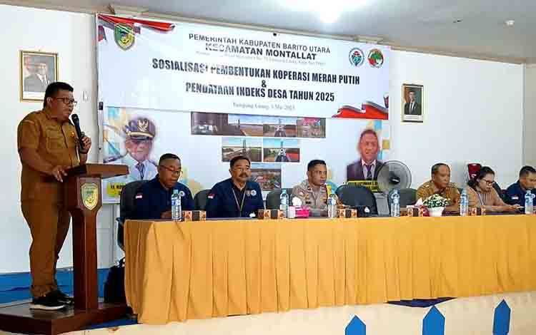 Disnakertranskop UKM Barito Utara Lanjutkan Sosialisasi Pembentukan Koperasi Merah Putih di Kecamatan Montallat