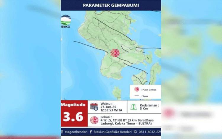 BMKG Sebut Koltim Tiga Kali Diguncang Gempa Akibat Sesar Aktif
