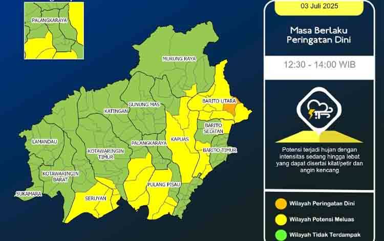 Begini Prakiraan Cuaca Kalteng Seminggu ke Depan