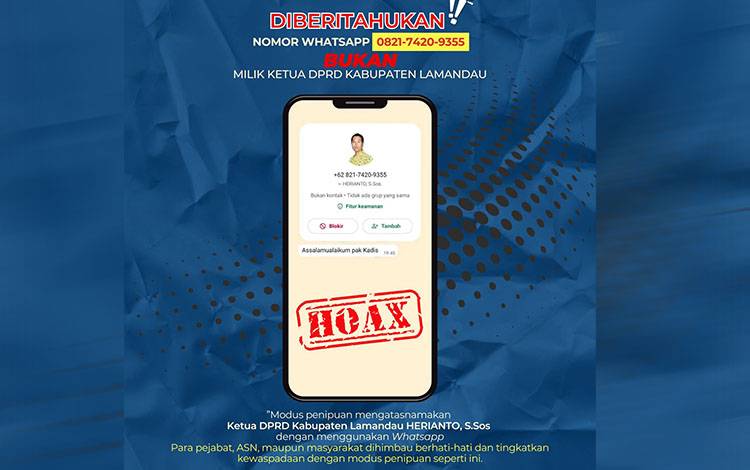 Waspada Penipuan Online Mengatasnamakan Ketua DPRD Lamandau