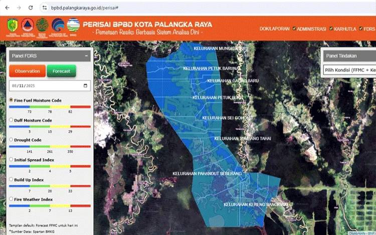 Hujan Akhir Pekan, Tingkat Kemudahan Terbakar di Palangka Raya Sangat Rendah