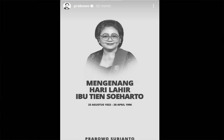 Prabowo Unggah Potret Ibu Tien Soeharto pada Hari Lahirnya