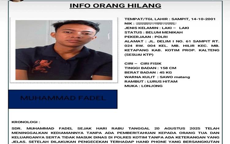 6 Hati Tidak Masuk Dinas, Anggota Intelkam Polres Kotim Hilang