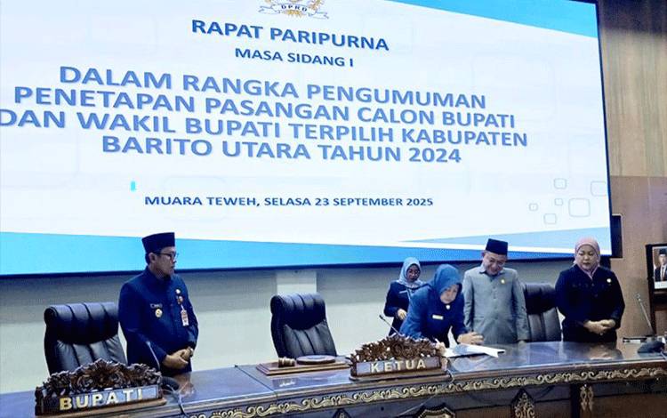 DPRD Barito Utara Tetapkan Bupati dan Wakil Bupati Terpilih