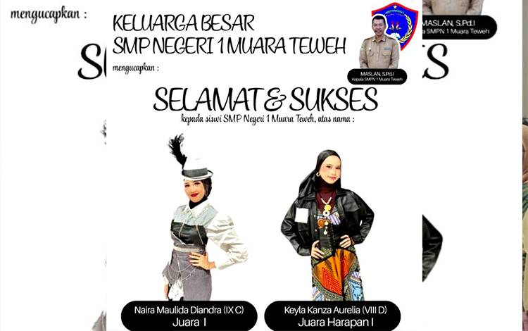 Siswi SMPN 1 Muara Teweh Raih Prestasi di Lomba Fashion Show Muslimah Casual
