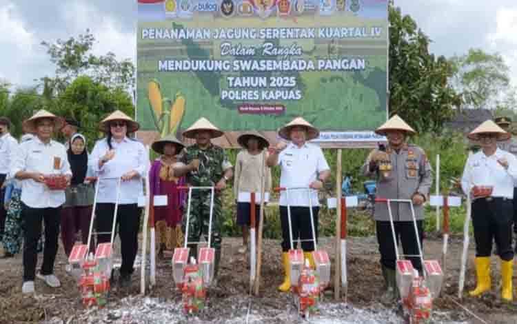 Wabup Kapuas dan Polres Tanam Jagung Massal di Kapuas Murung