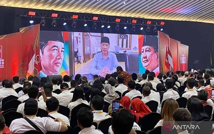 Jokowi Sapa Kongres III Projo Lewat Tayangan Video