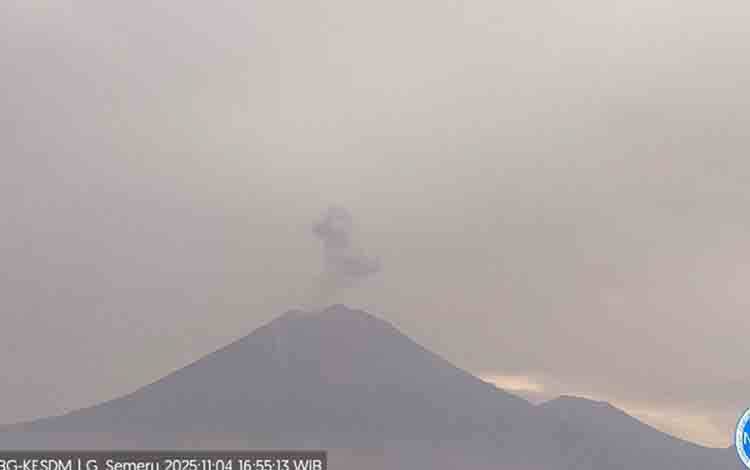 Gunung Semeru Tiga Kali Erupsi dengan Tinggi Letusan hingga 800 Meter