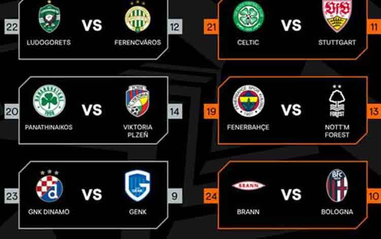 Play-off Liga Europa: Nottingham vs Fenerbahce, Bologna Hadapi Brann