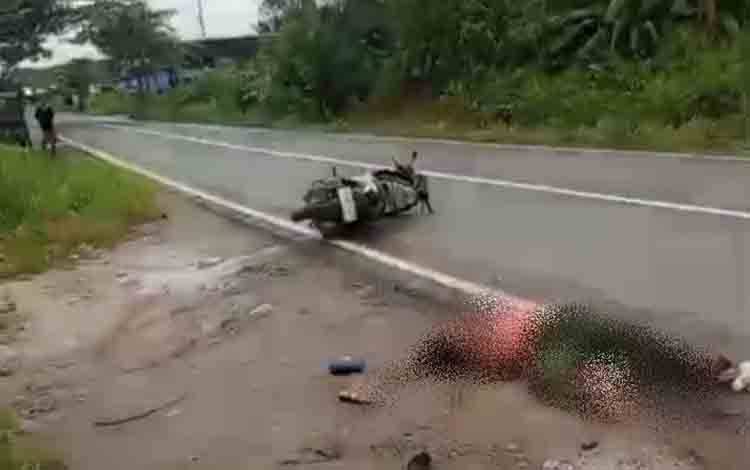 Pemotor Tergeletak di Palingkau Diduga Kecelakaan Tunggal