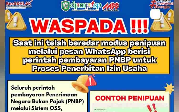 DPMPTSP Kotim Minta Masyarakat Waspada Modus Penipuan Pemalsuan Perintah Pembayaran PNBP