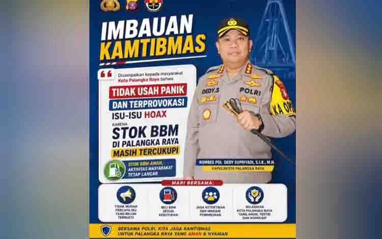 Kapolresta Palangka Raya Imbau Masyarakat Jangan Terprovokasi Isu Kelangkaan, Pasokan BBM Masih Cukup