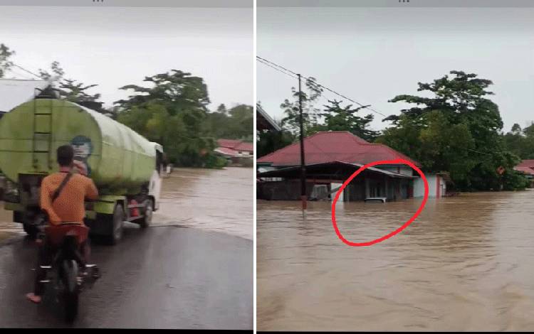 Heboh Banjir di Jalan Daerah Kampuri Gunung Mas, Sebuah Mobil Tenggelam