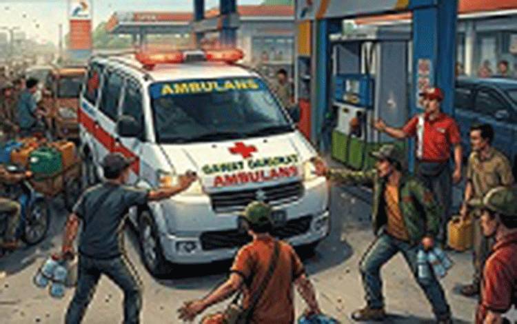 Para Pelangsir Larang Ambulan Isi BBM di SPBU Samuda