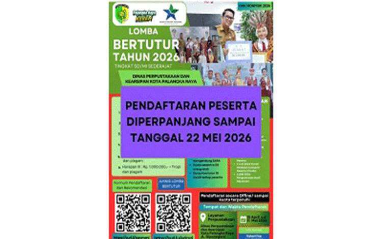 Pendaftaran Lomba Bertutur SD/MI Palangka Raya Diperpanjang hingga 22 Mei 2026