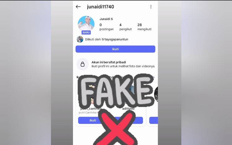 Waspada Akun Palsu, Wakil Ketua III DPRD Kalteng Junaidi Tegaskan Hanya Punya Satu Akun Instagram