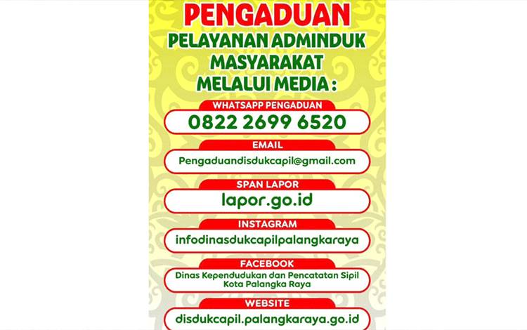 Disdukcapil Palangka Raya Sediakan 6 Kanal Pengaduan