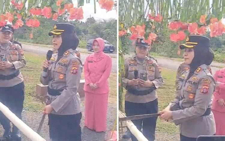 Kapolres Gunung Mas Berganti, Kedatangan AKBP Arum Disambut Potong Pantan