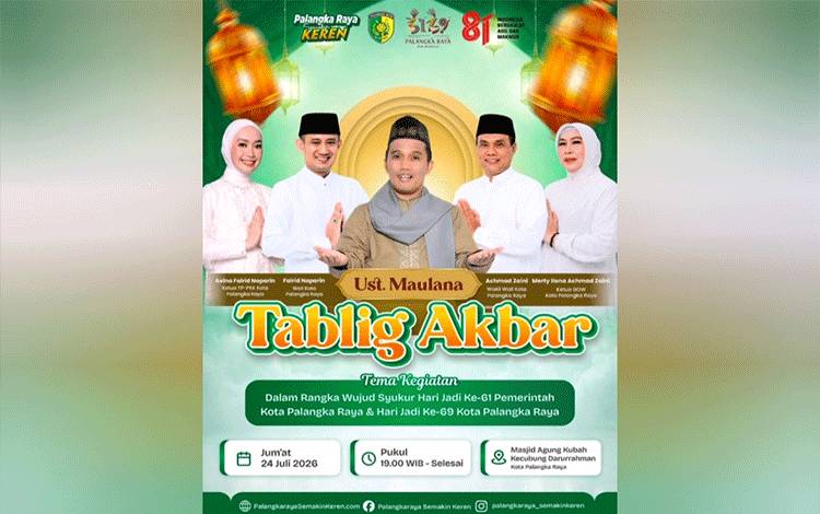 Wali Kota Palangka Raya Ajak Masyarakat Hadiri Tabligh Akbar Bersama Ustaz Maulana