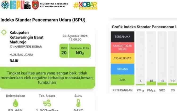 PM2.5 Naik ke Kategori Sedang, Kualitas Udara Pangkalan Bun Masih Terkendali