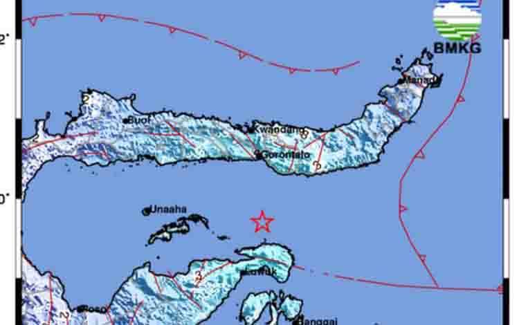 Gempa Magnitudo 5,4 Guncang Wilayah Perairan Pulau Puah, Sulteng