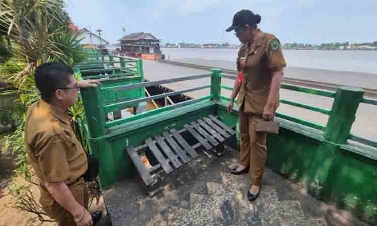 Sebagian Fasilitas Publik Taman KP3 Kuala Kapuas Rusak dan Hilang, DLHK Siapkan Perbaikan Bertahap