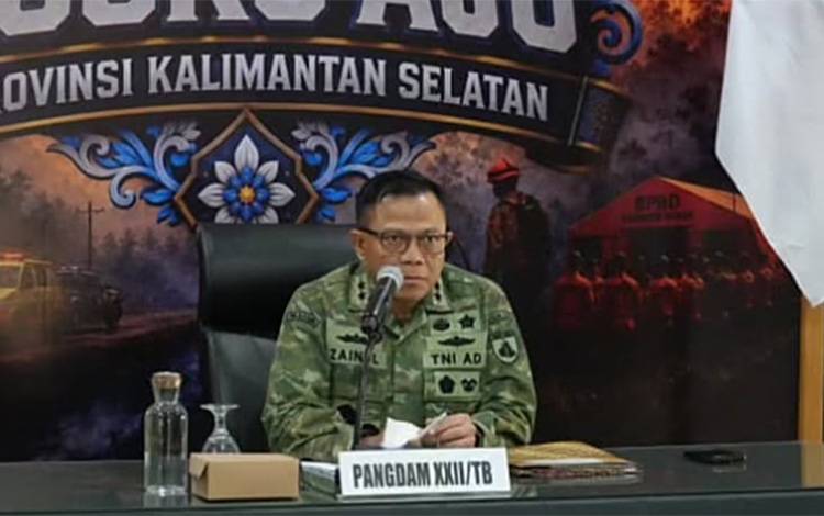 Pangdam XXII/Tambun Bungai Ikuti Vicon Koordinasi Penanggulangan Bencana Bersama Asops Panglima TNI
