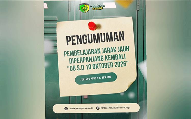 Disdik Palangka Raya Kembali Perpanjang PJJ Hingga 10 Oktober