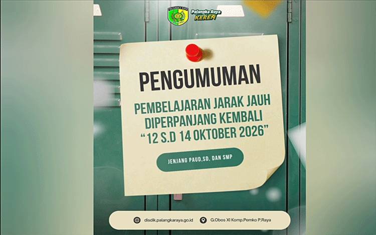 Kualitas Udara Masih Berbahaya, Disdik Kota Palangka Raya Perpanjang Pembelajaran Jarak Jauh