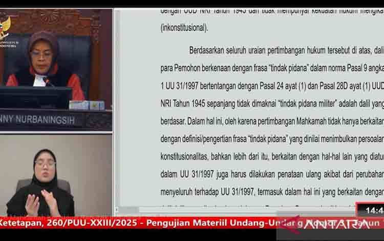MK Kabulkan Seluruh Permohonan Uji Materi UU Peradilan Militer