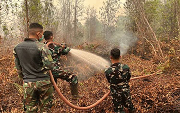 Satgas Karhutla Kodam XXII/Tambun Bungai Lakukan Pemadaman dan Pendinginan Lanjutan di Tanjung Taruna